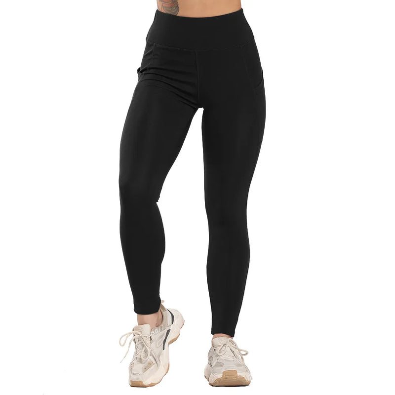 Plain High Waist Yoga Pants With Pockets