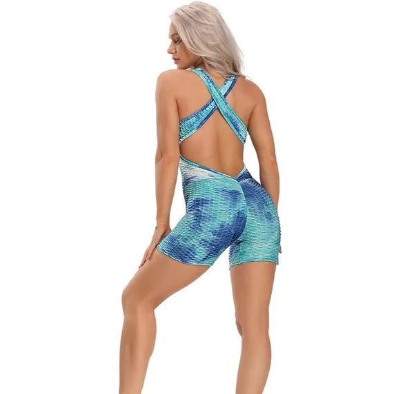 One Piece Backless Tie-Dyed Yoga Suit