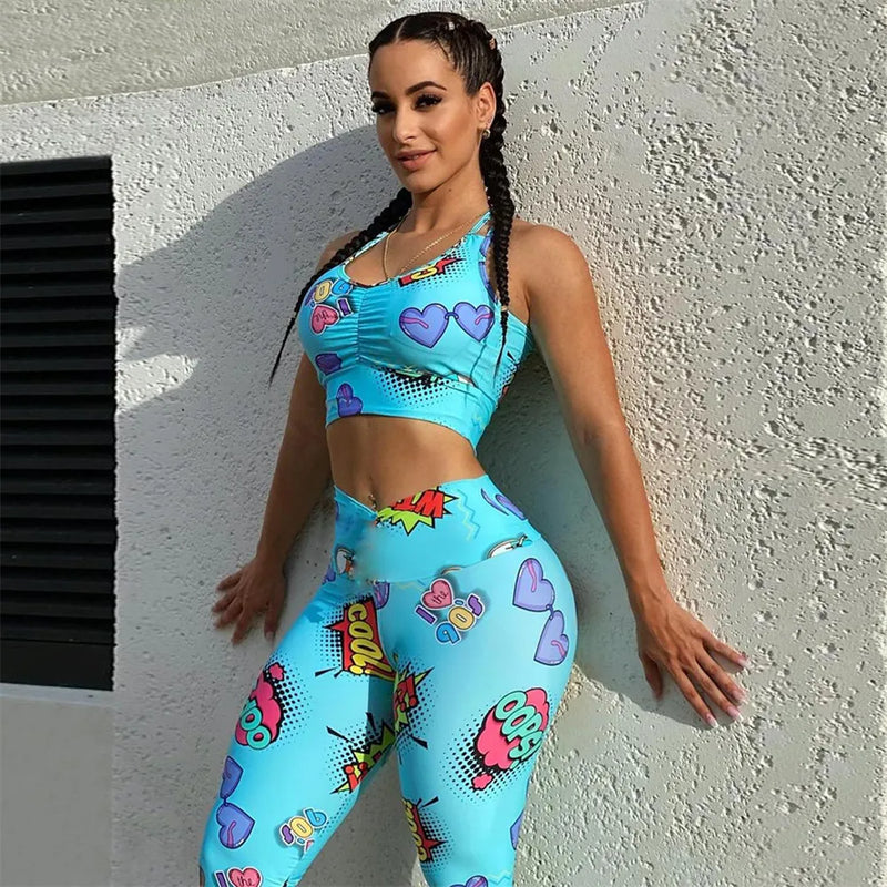 Cartoon Print High Waist Leggings