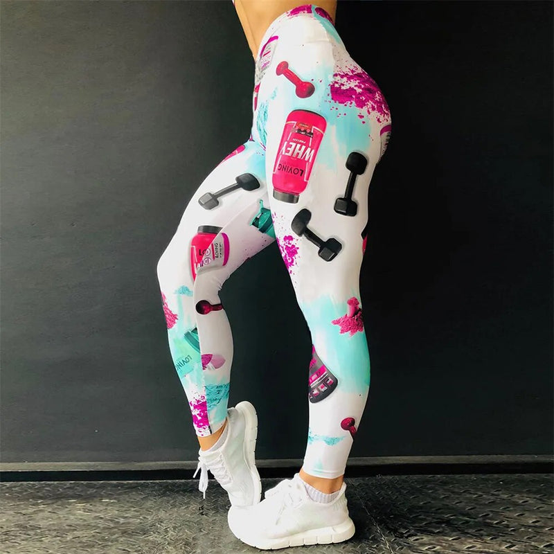 Barbell Print High Waist Leggings