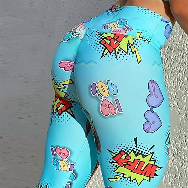 Cartoon Print High Waist Leggings