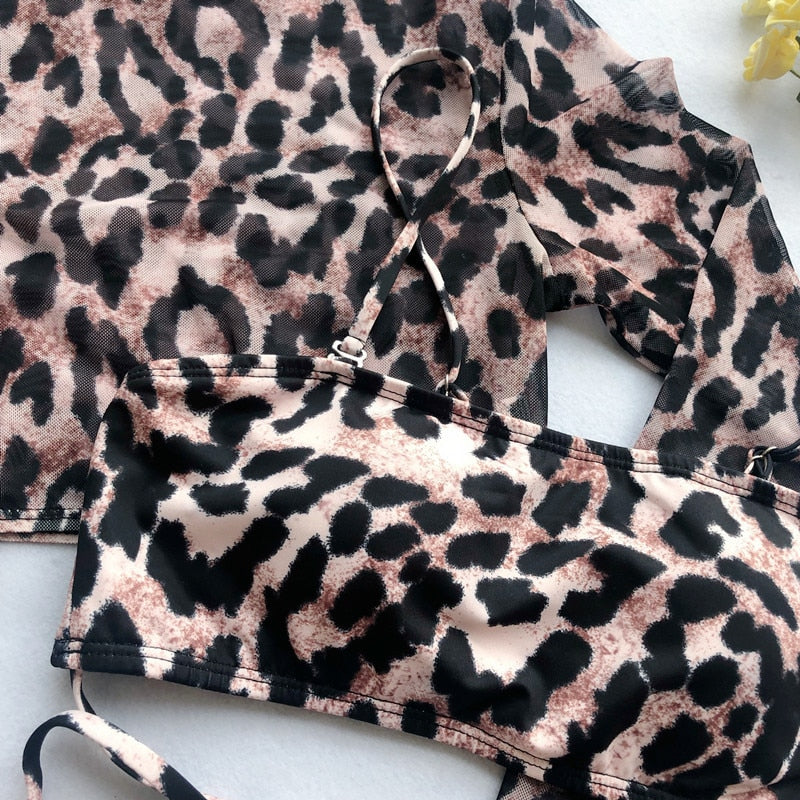 Leopard 3 Piece Push Up Bikini