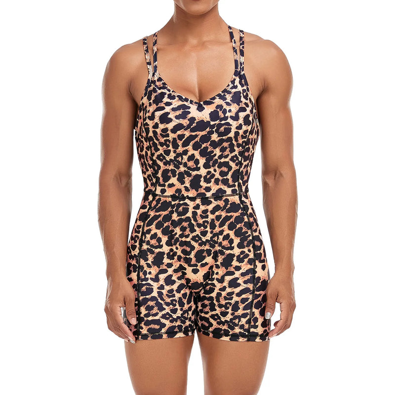 Sexy Leopard One Piece Yoga Suit