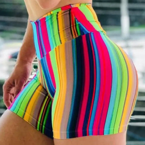 Rainbow Stripes Yoga Shorts