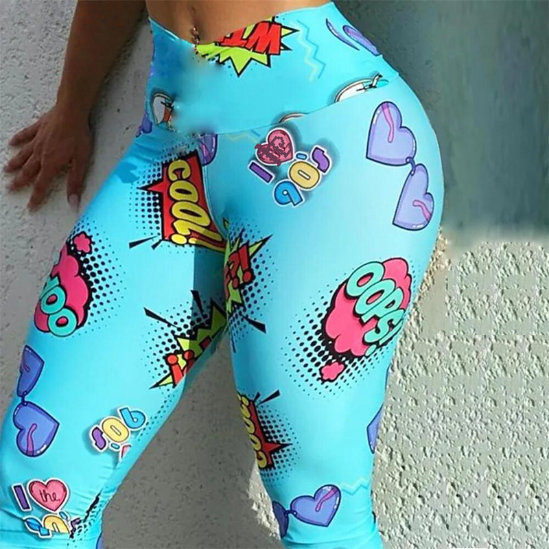 Cartoon Print High Waist Leggings