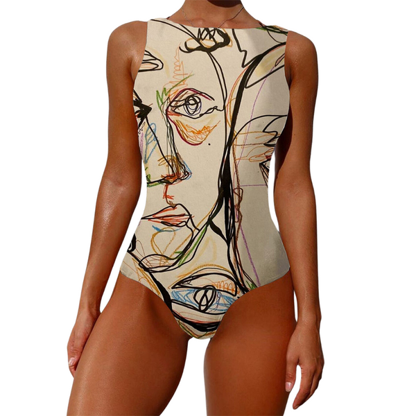 Women Abstract Print Swimsuit